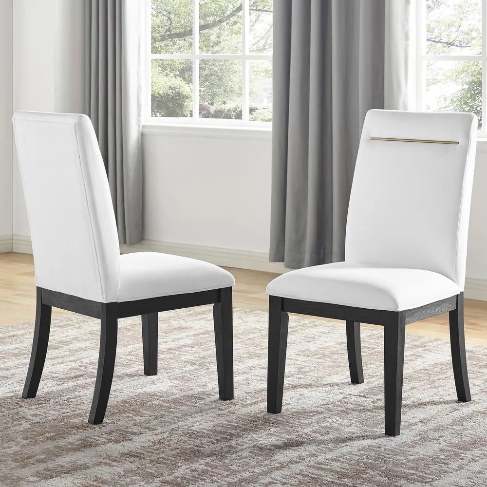 Rubbed Charcoal 8-Piece Dining Set with White Side Chairs M72760
