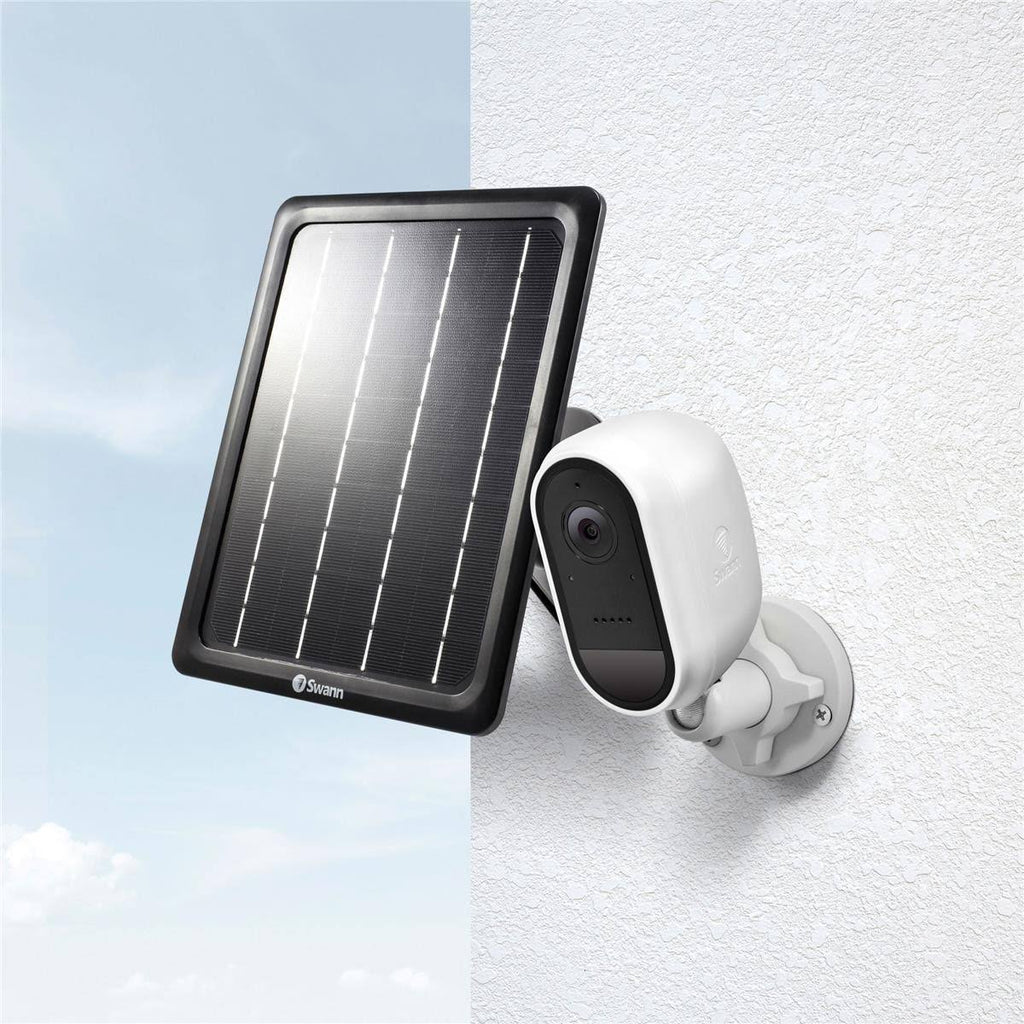 White 1080p Wireless Battery Security Camera with Outdoor Stand & Solar Panel K85173
