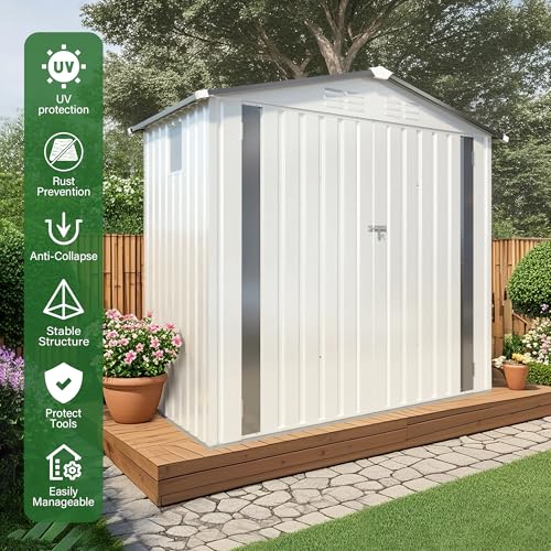5'x3' Gray Metal Outdoor Storage Shed with Windows and Lockable Door E176