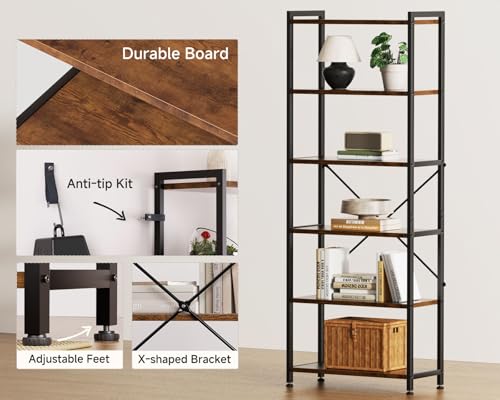 6 Tier Wood Bookcase B518741