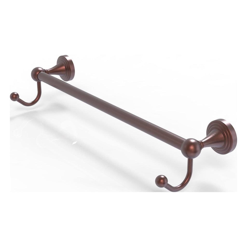 Antique Copper 18x22 Towel Bar with Integrated Hooks I256874