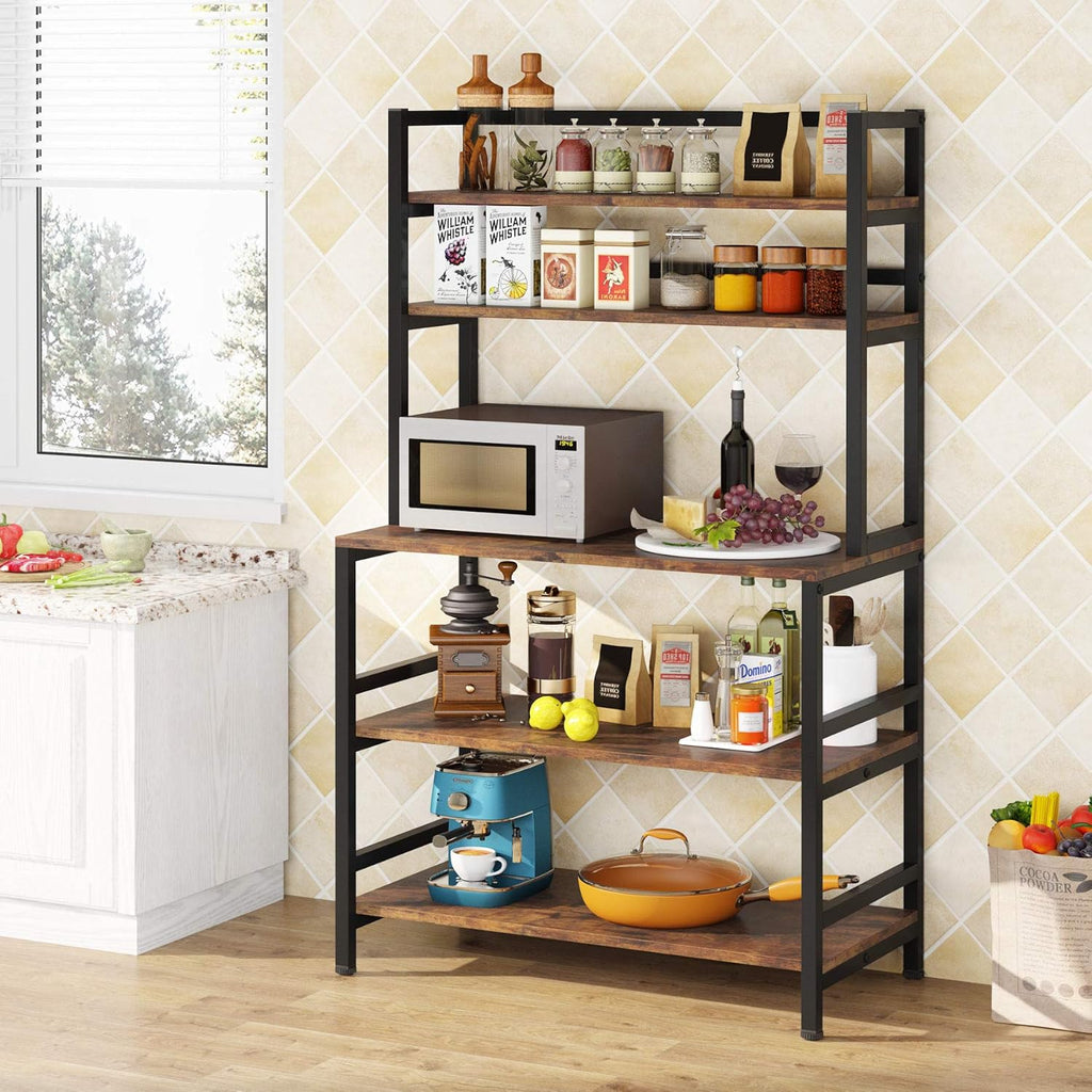 5-Tier Rustic Brown Kitchen Rack I8916