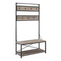 Industrial Metal and Wood Hall Tree Gray Wash W3427