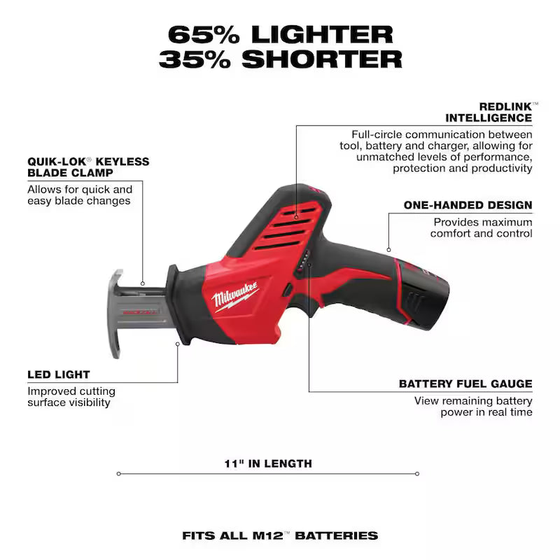 12V Cordless Reciprocating Saw Kit with Battery, Charger and Tool Bag V565
