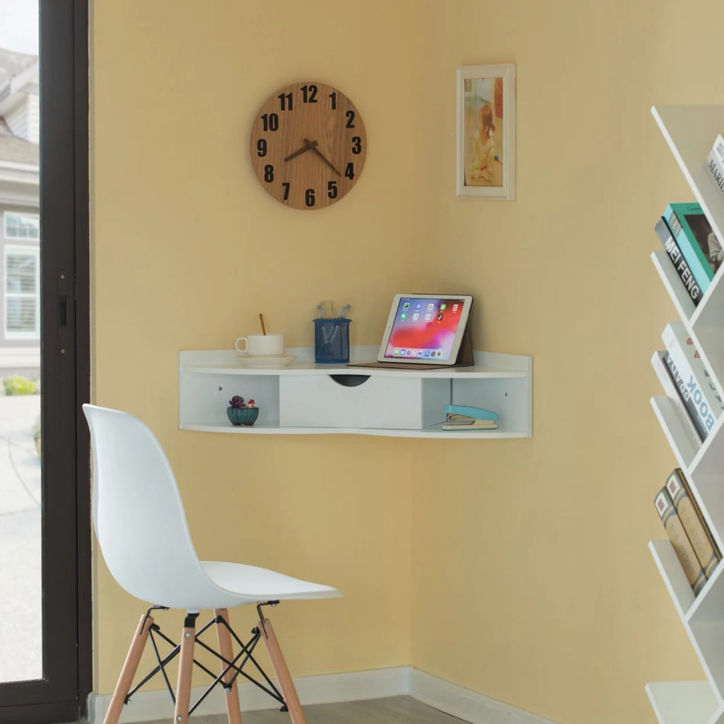 Heart Shaped Corner Desk with Drawer and Two Shelves C7581