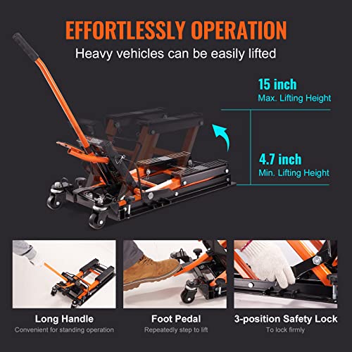 Hydraulic Motorcycle Lift Jack 1500 LBS Capacity with 4 Wheels K730995