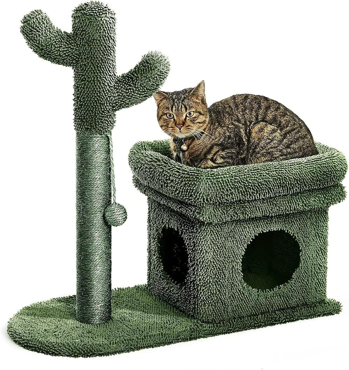 Green Cat Scratching Post Kitty Condo with Dangling Ball F831