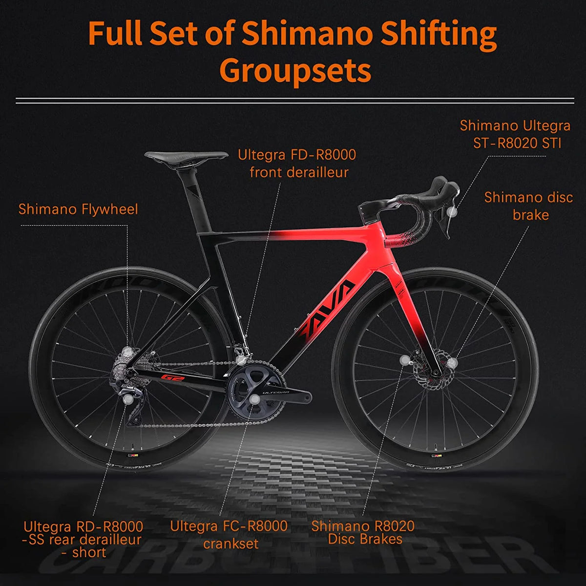 Carbon Fiber Road Bike with Hydraulic Disc Brakes D31175