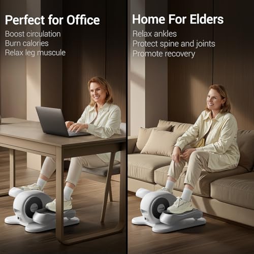 Under Desk Elliptical Machine, Quiet Portable Electric Seated Exercise Machine with Remote, 12 Speeds S1143
