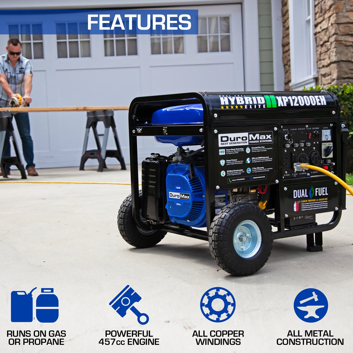 12,000 Watt Dual Fuel Portable Generator V965