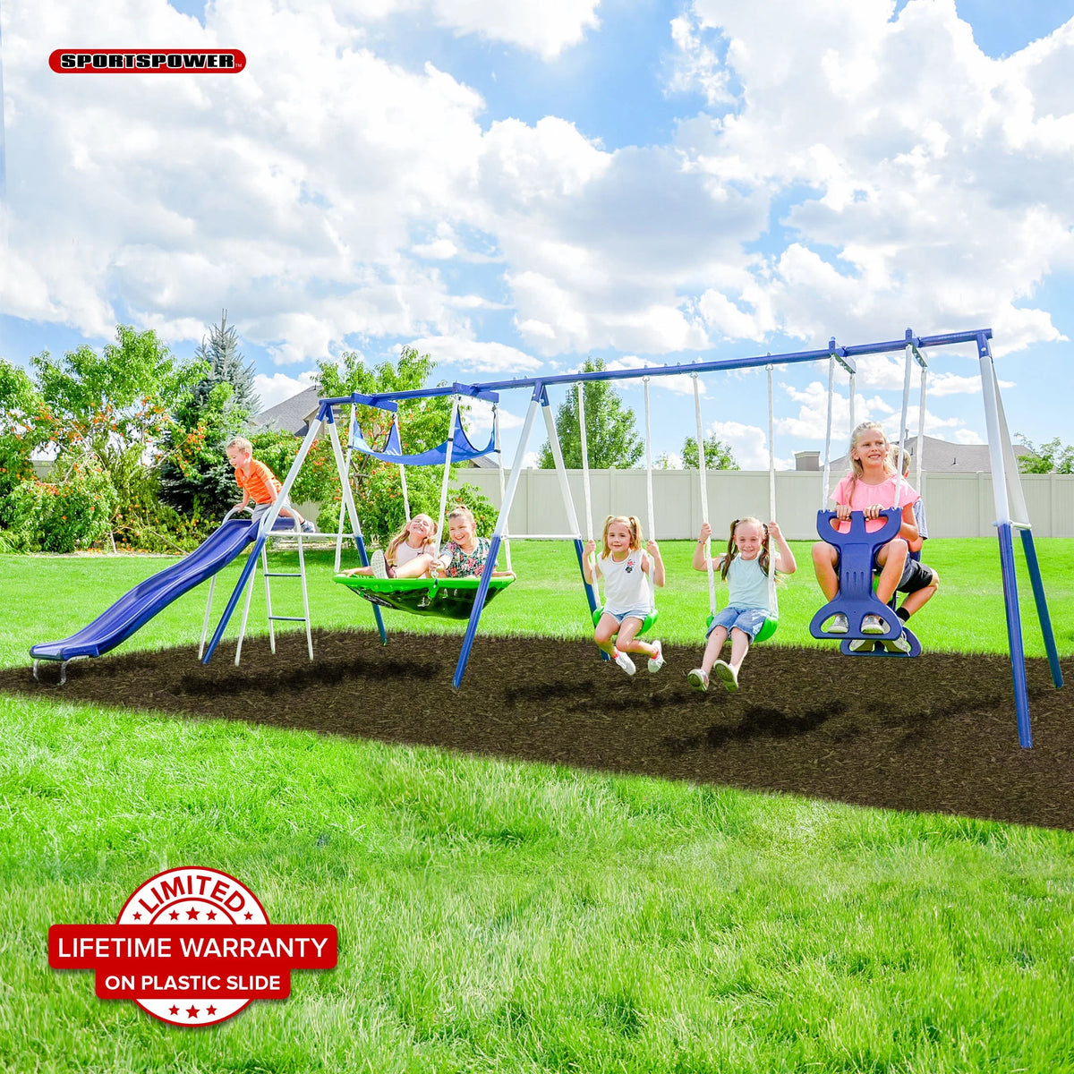 Metal Swing Set with Glider and Slide P740729