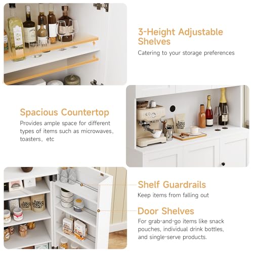 Black Kitchen Pantry Storage Cabinet with Microwave Stand T8955