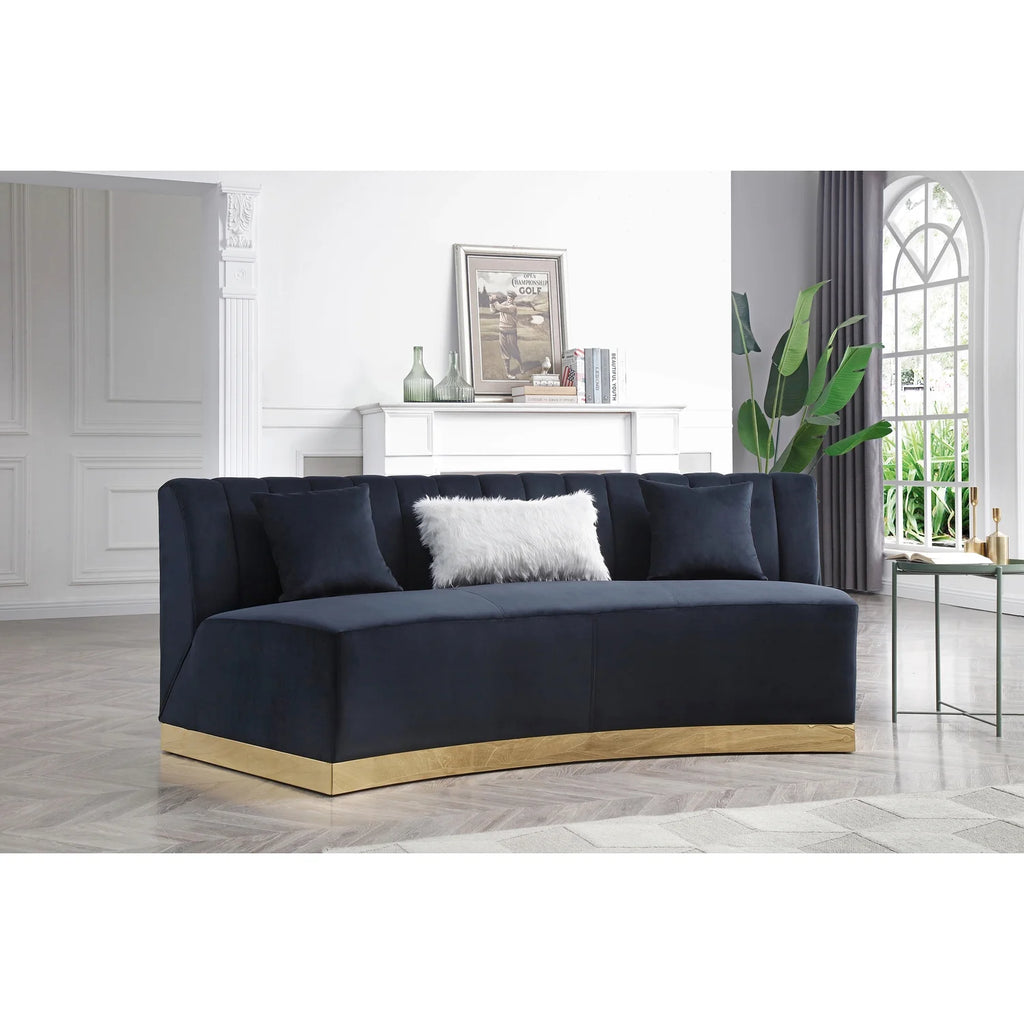 Black Velvet Curved Sofa G6885