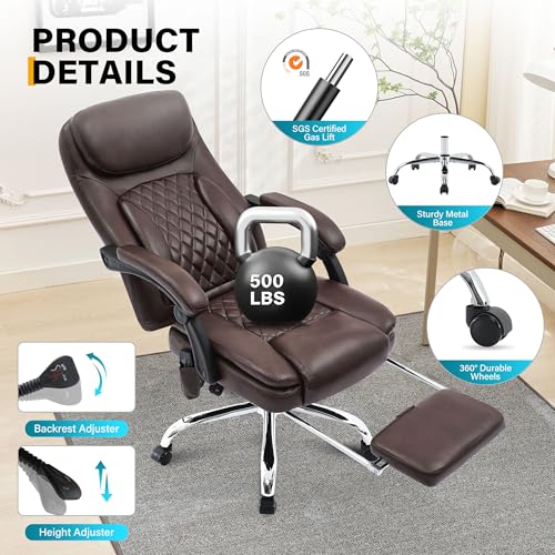 Black Heated Ergonomic Office Chair with Footrest B6158
