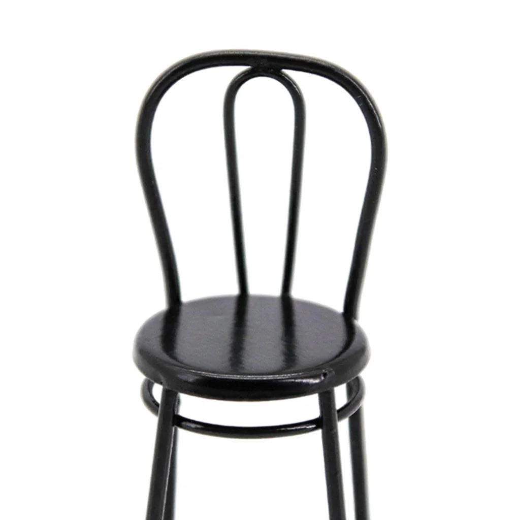 Black Metal Dollhouse Miniature Dining Furniture Seat I126510