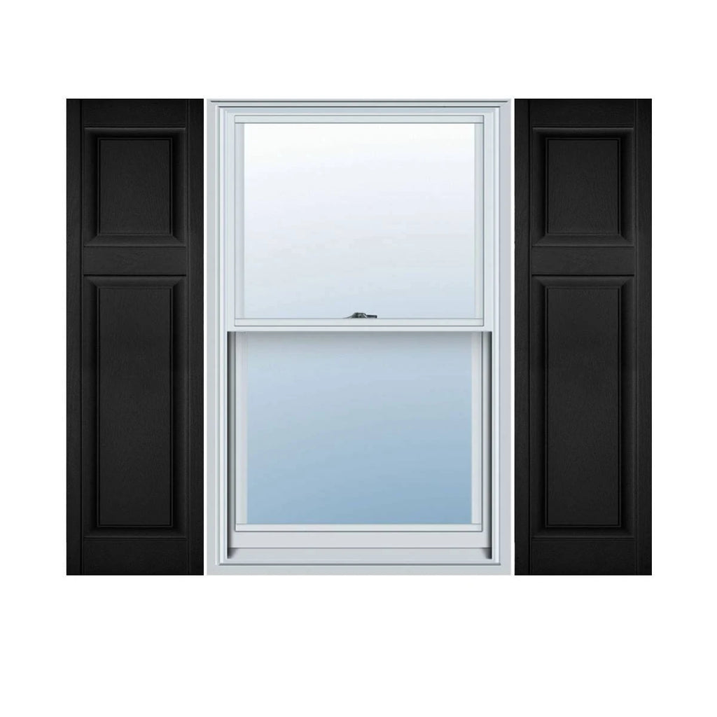Black Vinyl Raised Panel Shutters Pair U7034