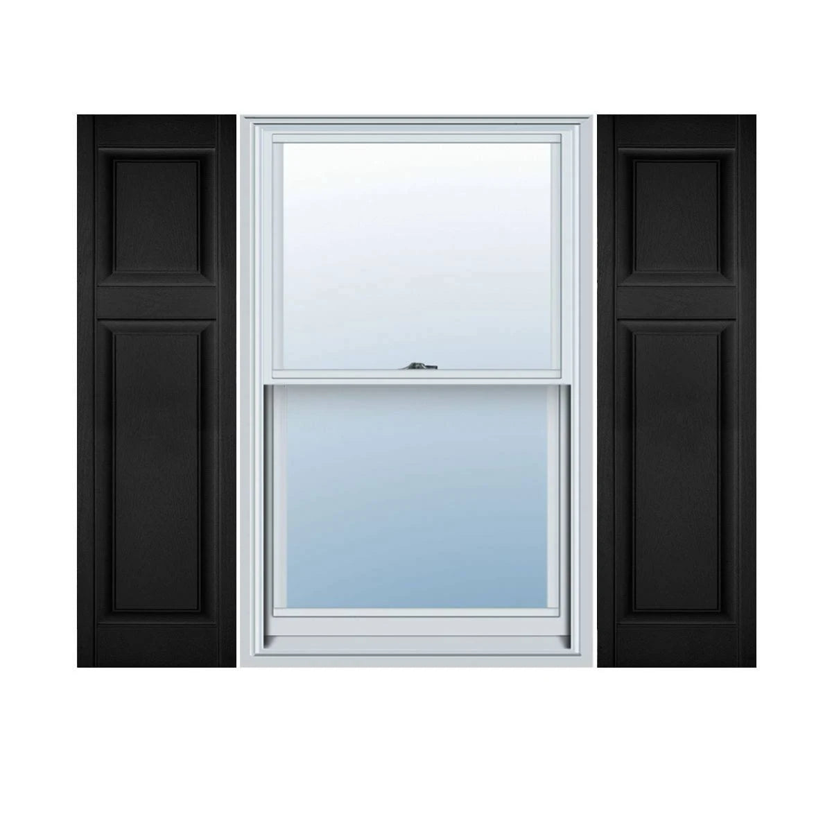 Black Vinyl Raised Panel Shutters Pair U7034