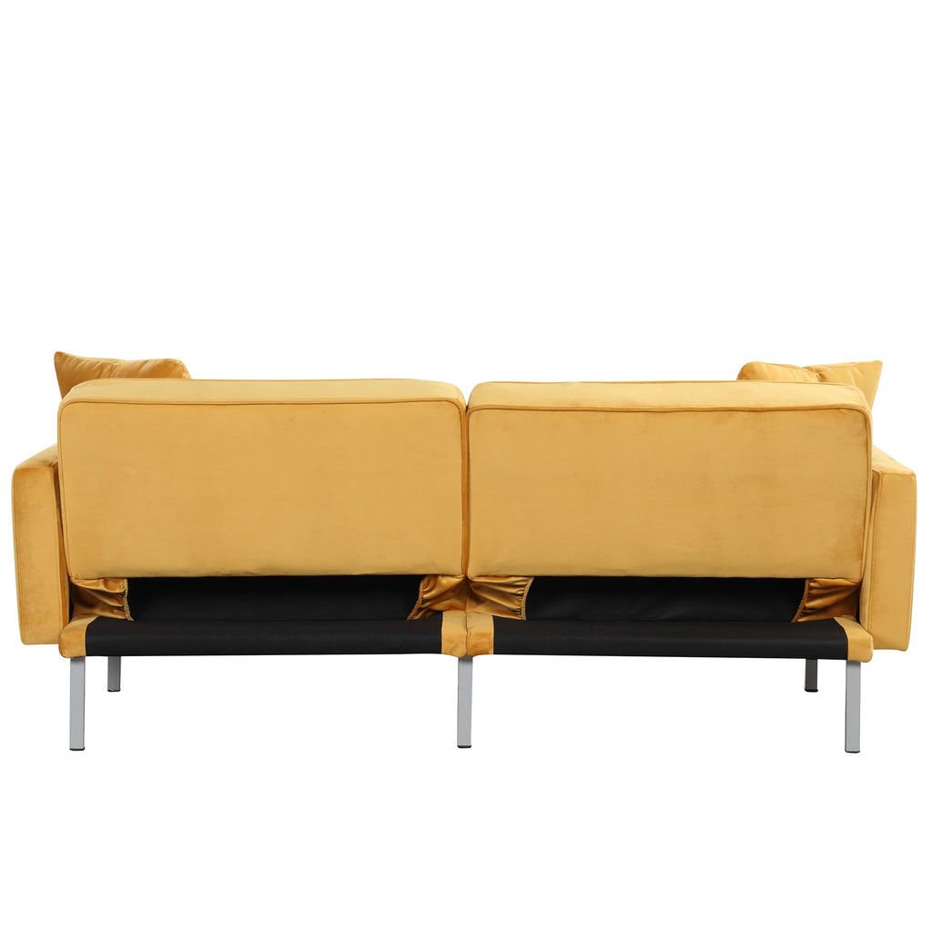 76" Convertible Sofa Bed 2 Seater Linen Yellow F52855