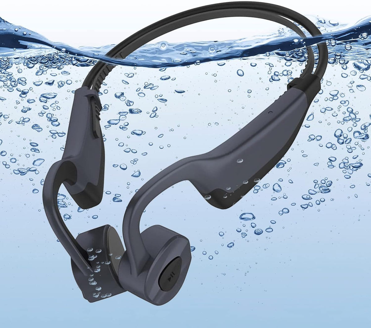 IPX8 Waterproof Bone Conduction Open Ear Headphones with 16G Memory Grey P128611
