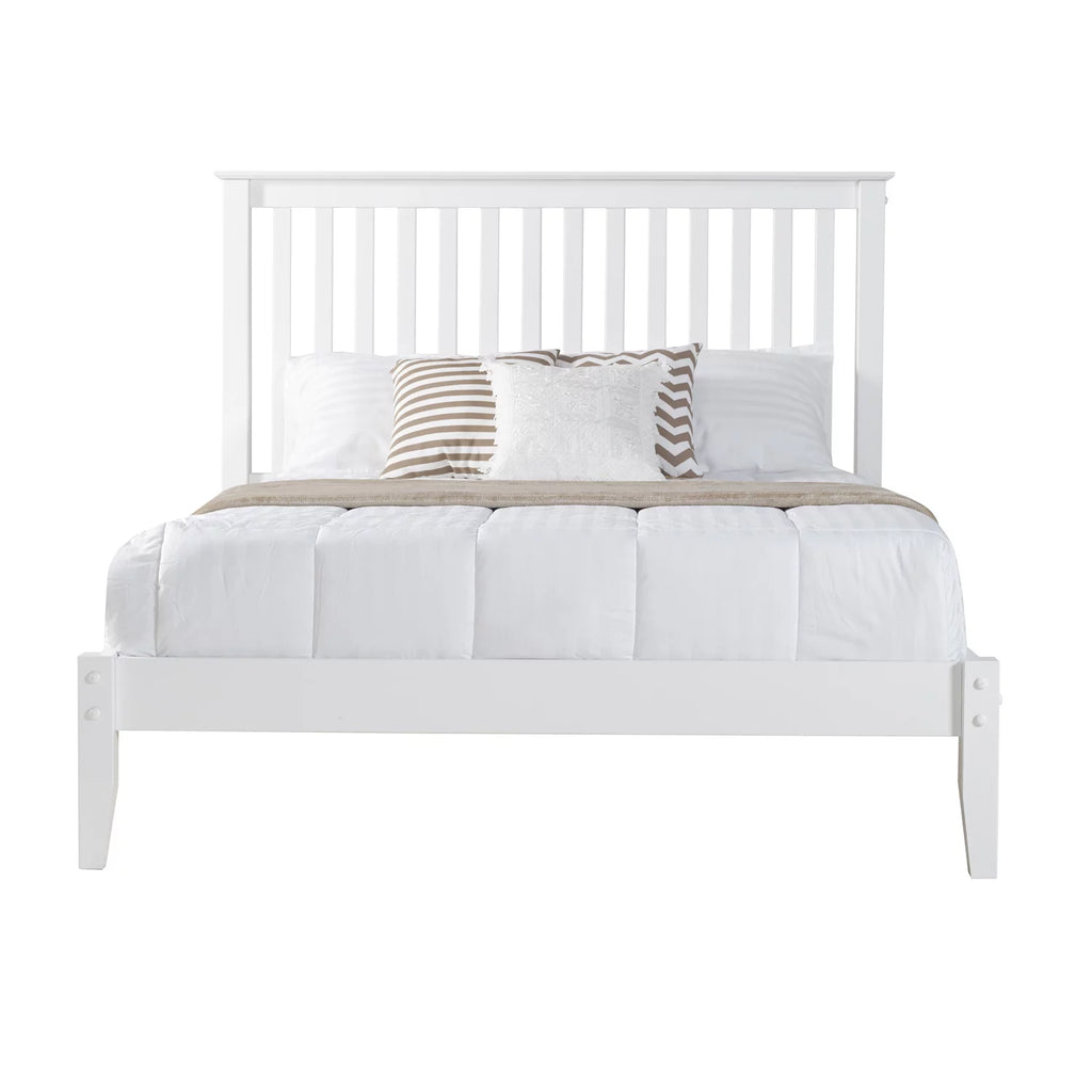 Solid Wood Full Platform Bed in White B696