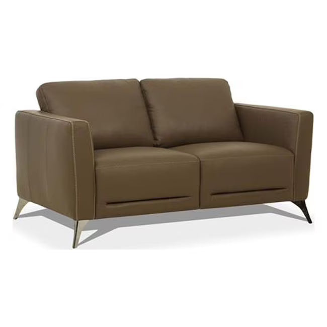 Brown Leather Love Seat W79737