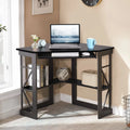 Black Corner Computer Desk with Keyboard Tray Z313