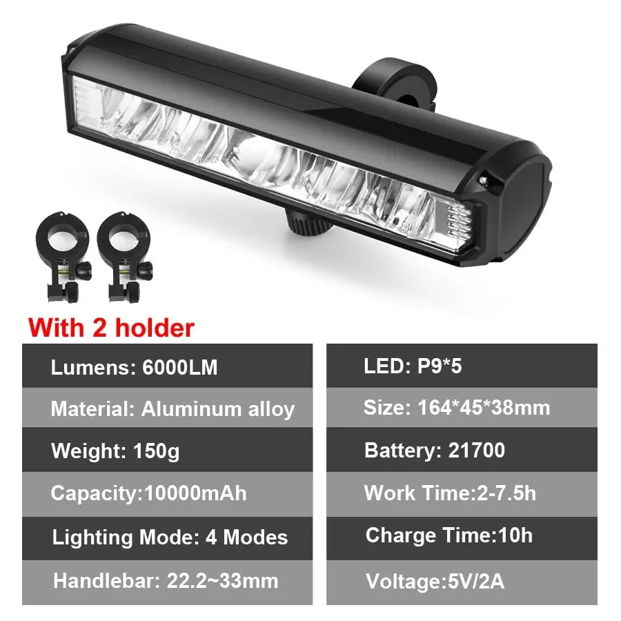 Waterproof 10000mAh 6000Lumen Bicycle Light J2736