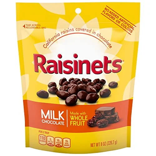 Milk Chocolate Covered California Raisins 8 oz 8 Pack K9801