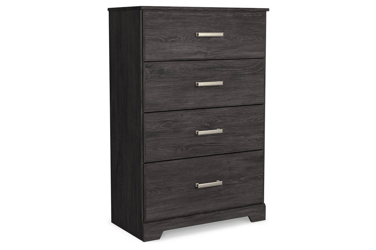 Black Four Drawer Engineered Wood Chest X1655