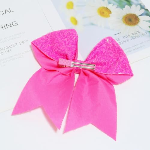 7 Inch Sequin Red Hair Bow Clips M813640