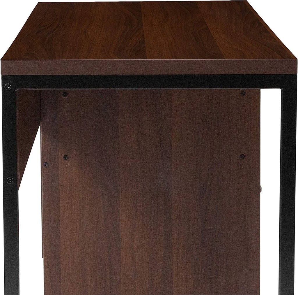 Rustic Computer Desk with Shelving and Drawer M58571