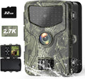 2.7K 36MP Game Camera 0.2S Trigger 65ft Range No Glow Night Vision 120° Angle IP66 Waterproof 32GB Card Pack of 2 P632