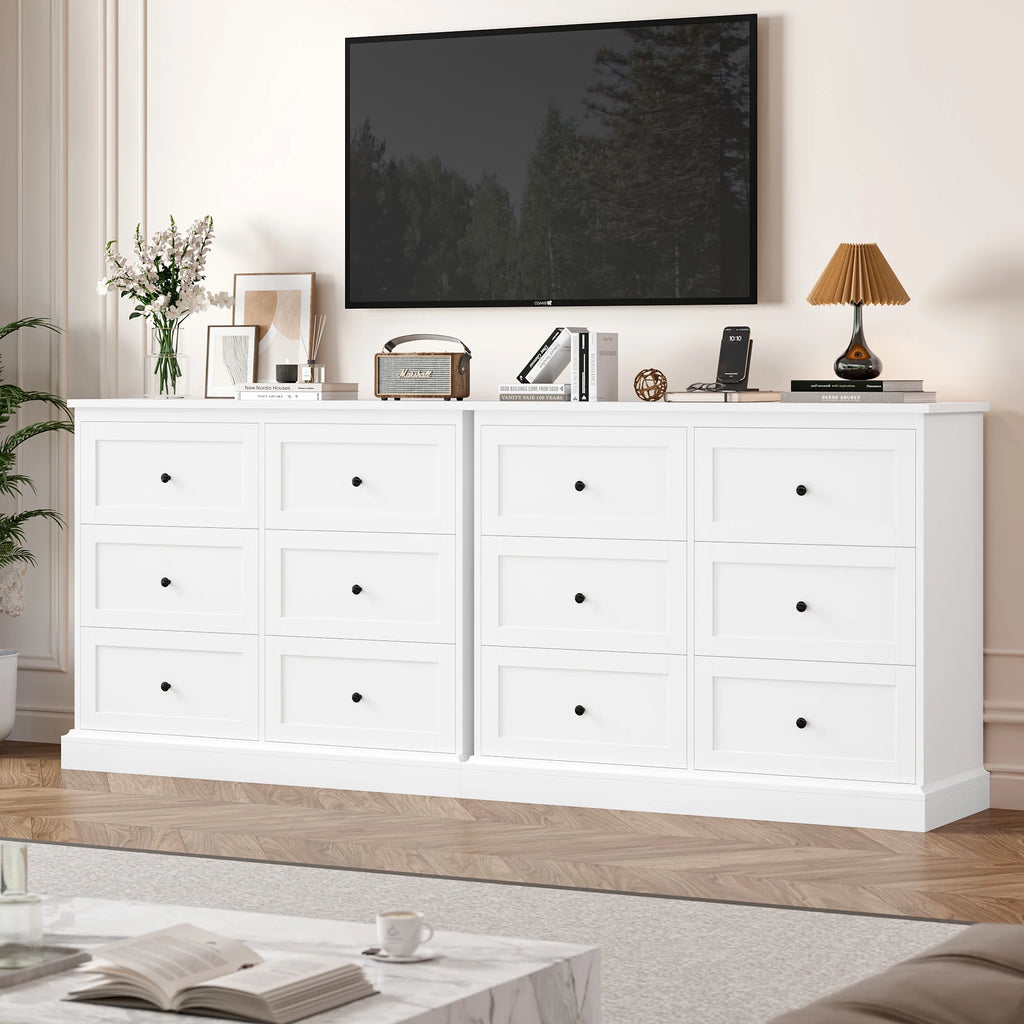 White 6 Drawer Wood Dresser V1772