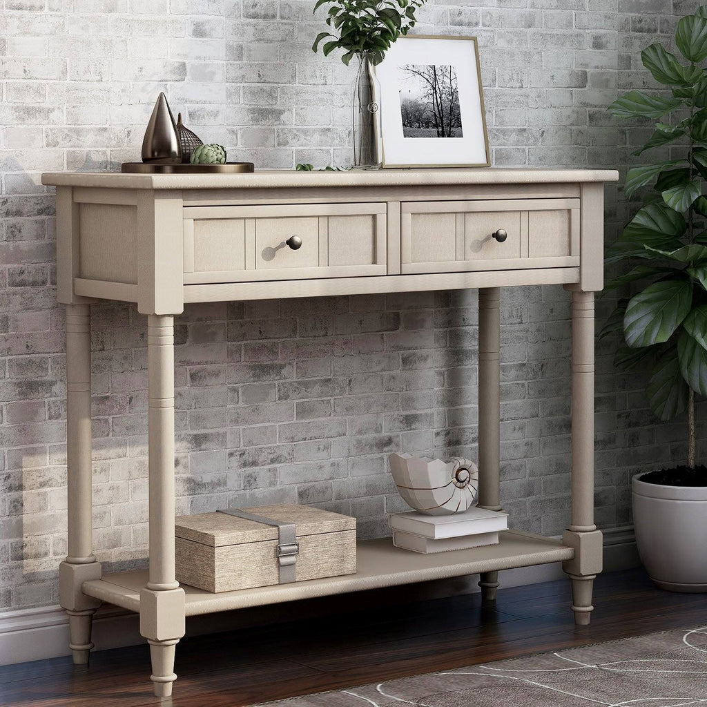 Espresso Two Drawer Console Table with Bottom Shelf J24843