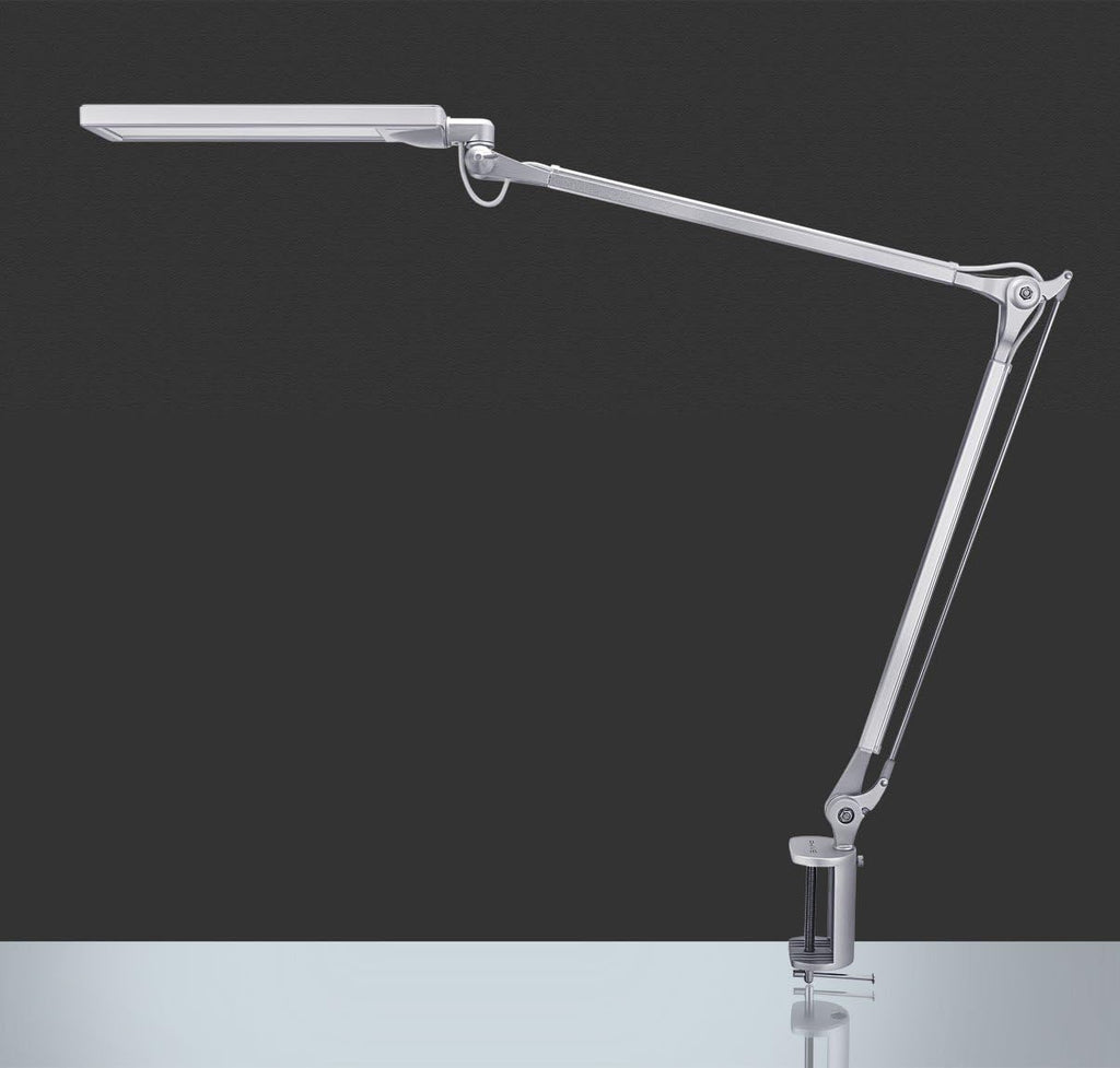 Silver Metal Swing Arm Desk Lamp with Clamp V7481
