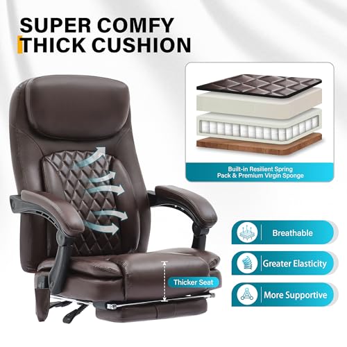 Black Heated Ergonomic Office Chair with Footrest B6158