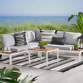 4-Piece Outdoor Chaise Sectional Set with Table D280
