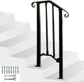 Black Metal Handrail Stair Railing Kit for 1 to 2 Step Q959