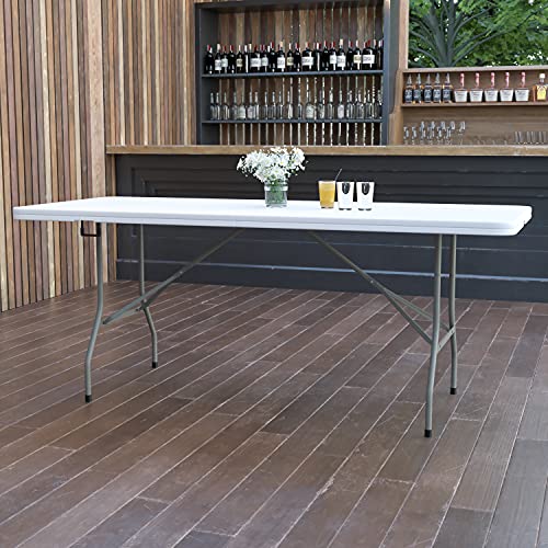 6' White Rectangular Plastic Folding Table L5629