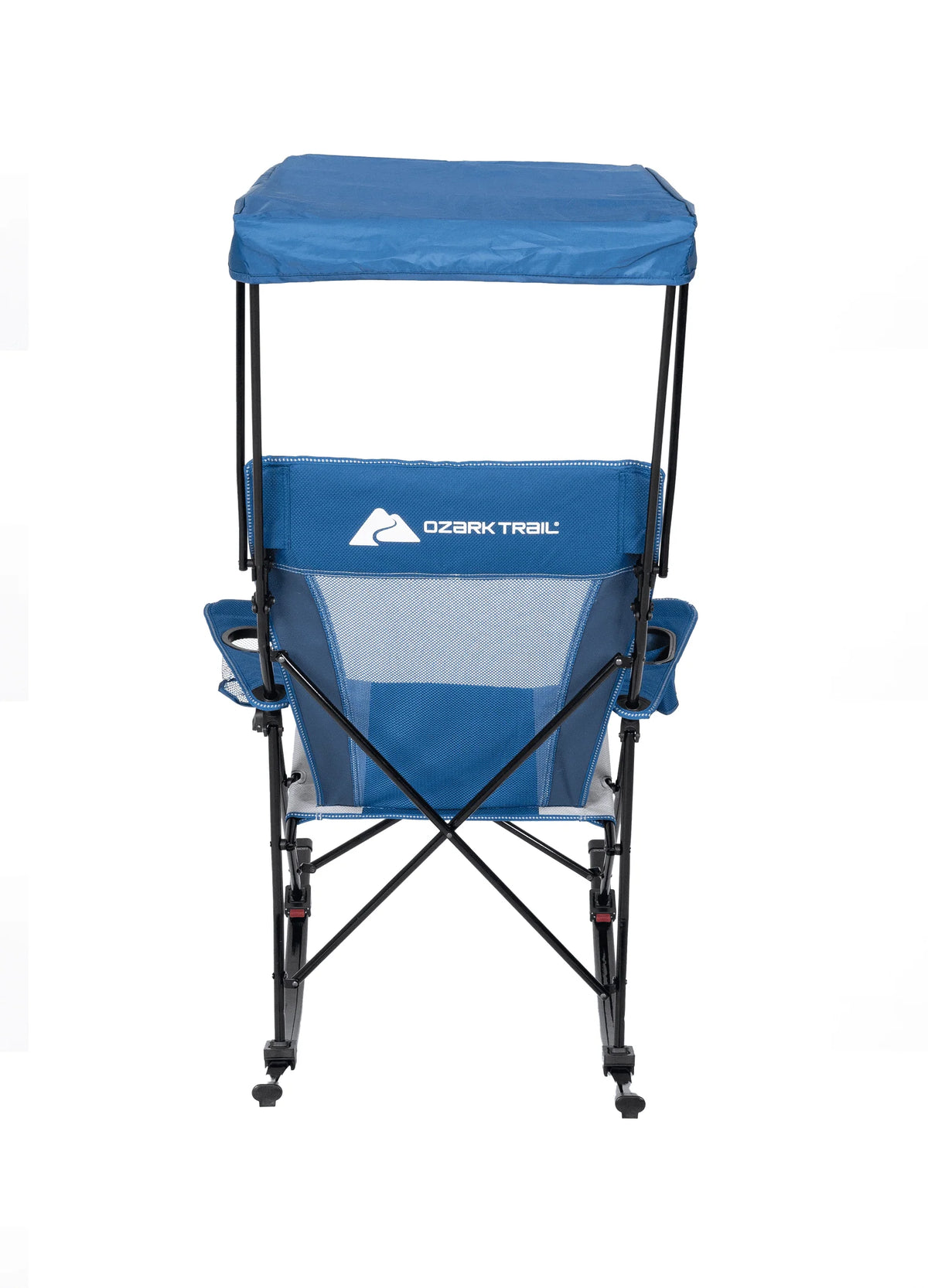 Blue and Grey Mesh Rocking Camp Chair with Canopy H268