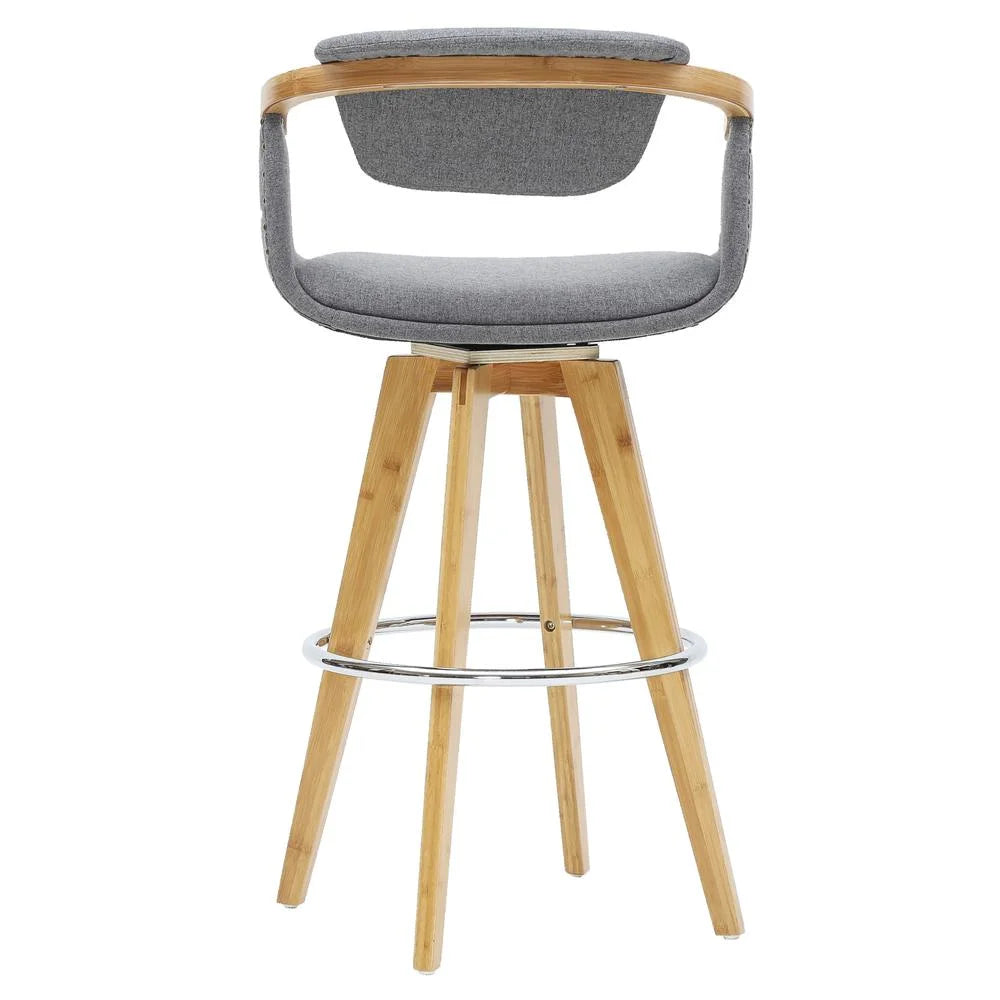 26" Fabric Bamboo Counter Stool in Gray/Natural E29412