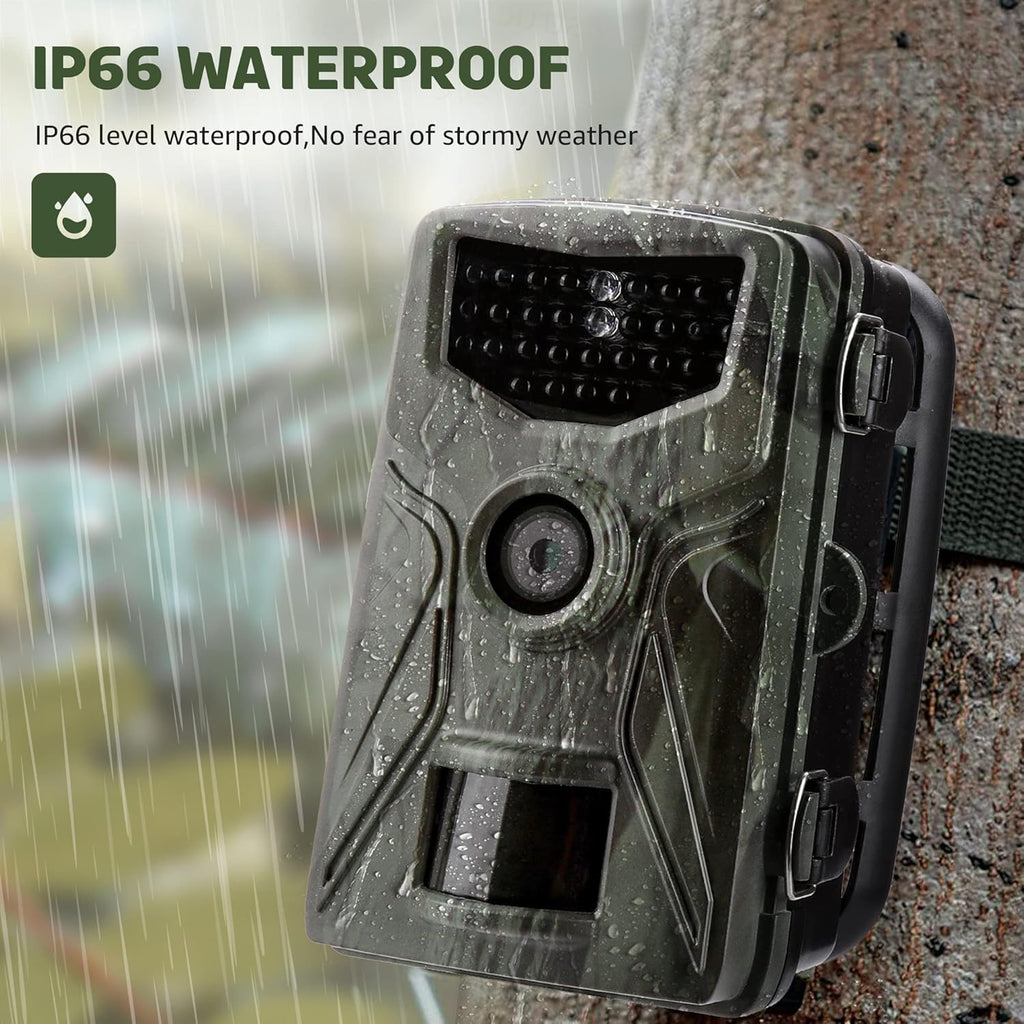 2.7K 36MP Game Camera 0.2S Trigger 65ft Range No Glow Night Vision 120° Angle IP66 Waterproof 32GB Card Pack of 2 P632